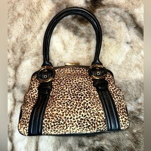 Nine West Animal Print Leather Top Handle Bag Purse Satchel